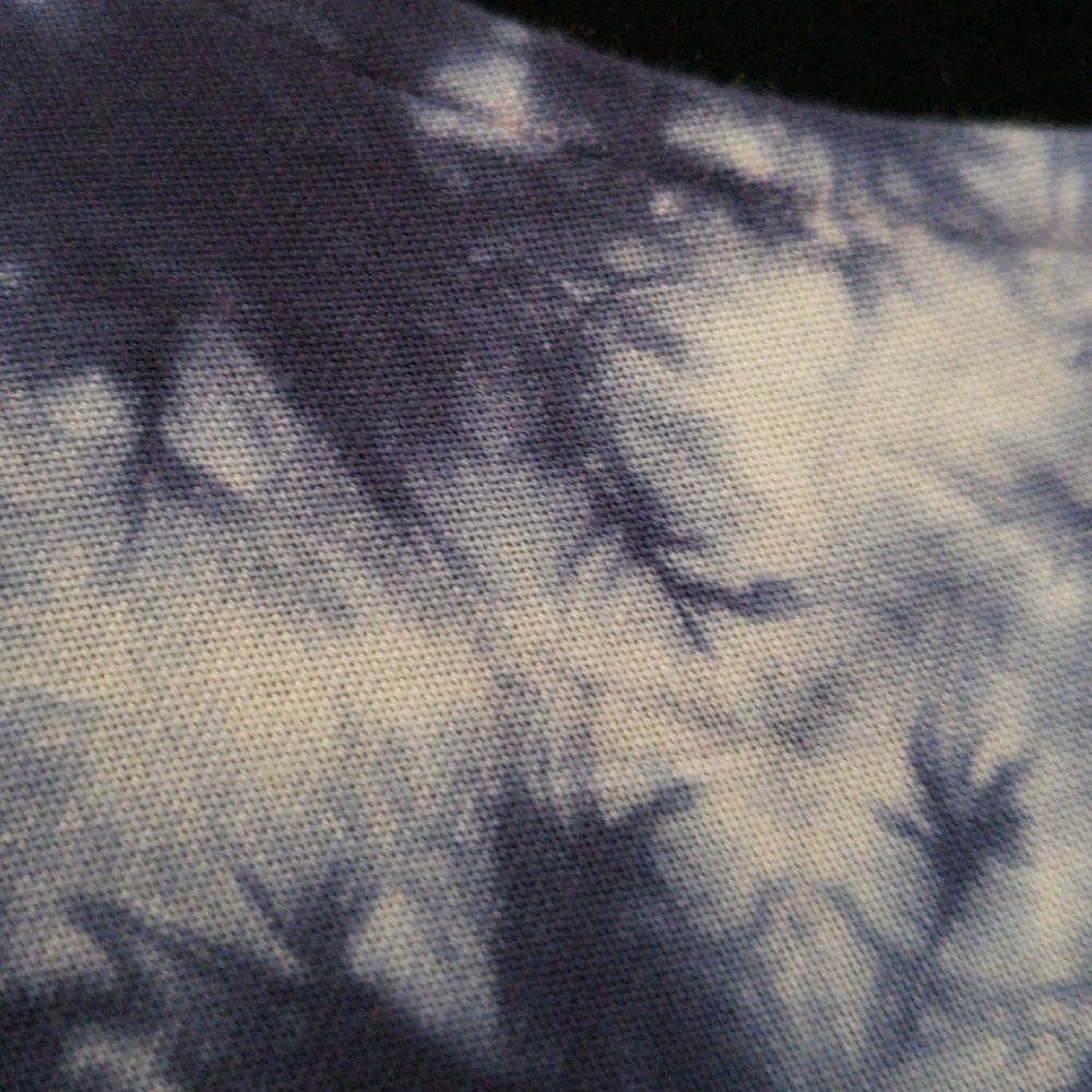 Navy Blue and White Tie-Dye Blouse with Waist Tie - Picture 6 of 7